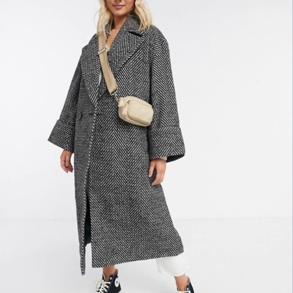 ASOS oversized Herringbone coat. size 4 NWOT - Picture 2 of 7